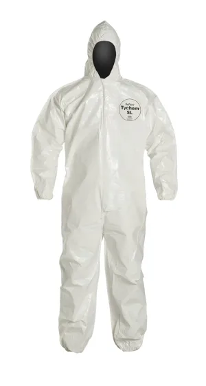DuPont Tychem 4000 SL127T Disposable Chemical Resistant Coverall with Hood, Elastic Cuff and Taped Seams, White, 3X-Large (Pack of 6)