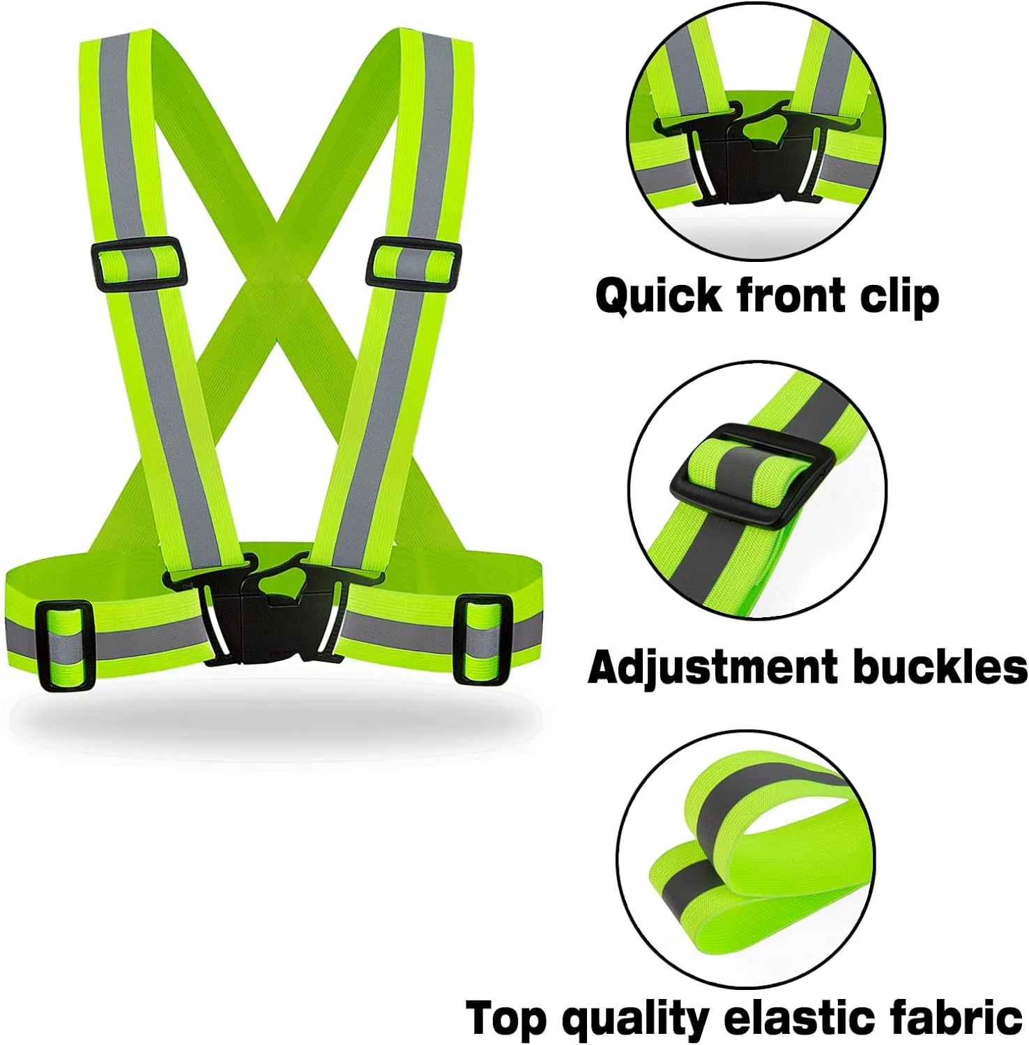 DUSKCOVE 10 Pack Hi Vis Safety Vests - Adjustable Bright Neon Color High Visibility Reflective Safety Straps Gear for Traffic Control, Running, Cycling