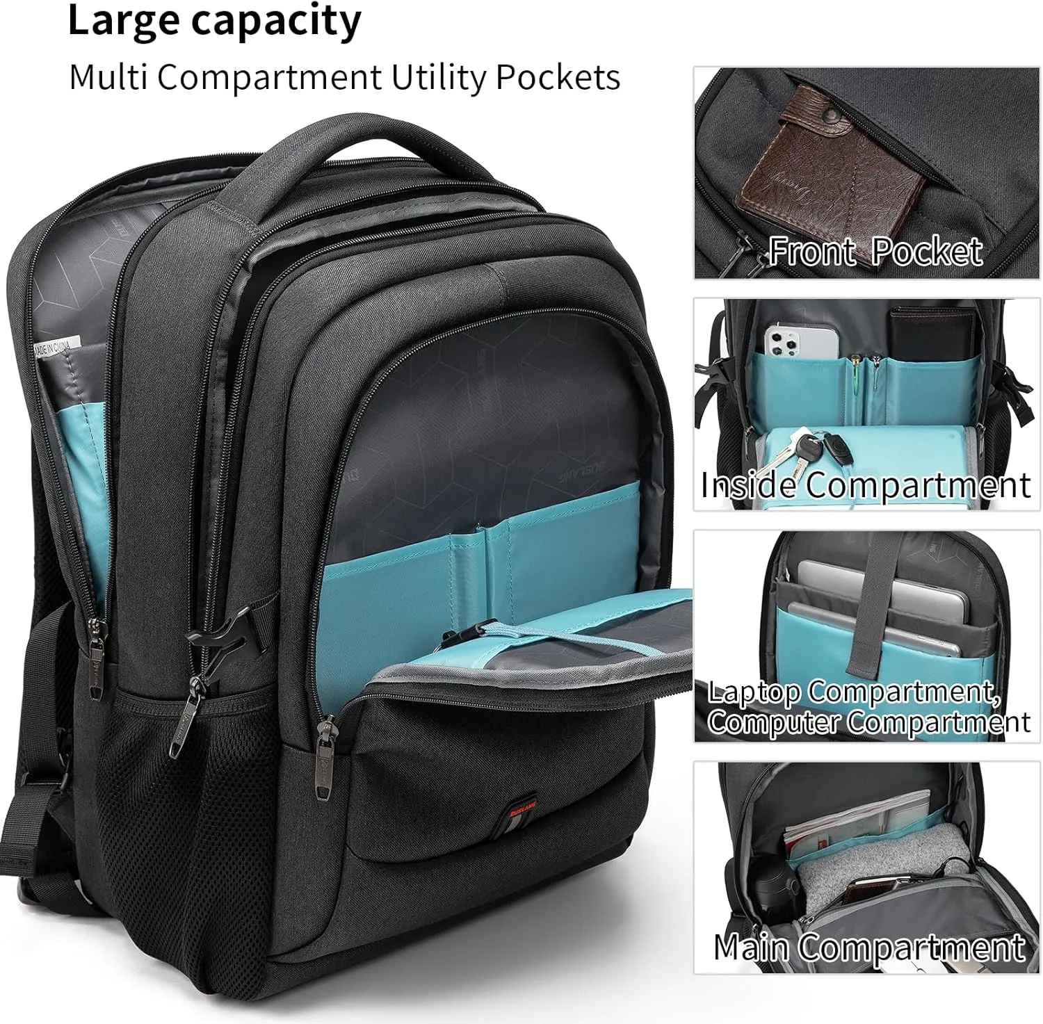 DUSLANG 17 Inch Laptop Backpack for Travel Water Resistant College Backpack for Men/Women Laptop Bag with USB Charging Port, Green A