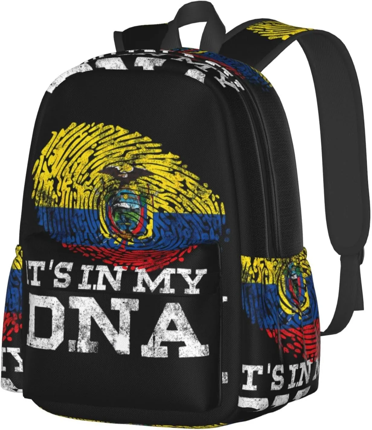 Ecuadorian Hispanic Ecuador Flag Laptop Commuter Backpack Shoulder Bag Casual Back Pack Daypack Bags With Side Pockets For Work Travel Daily Use