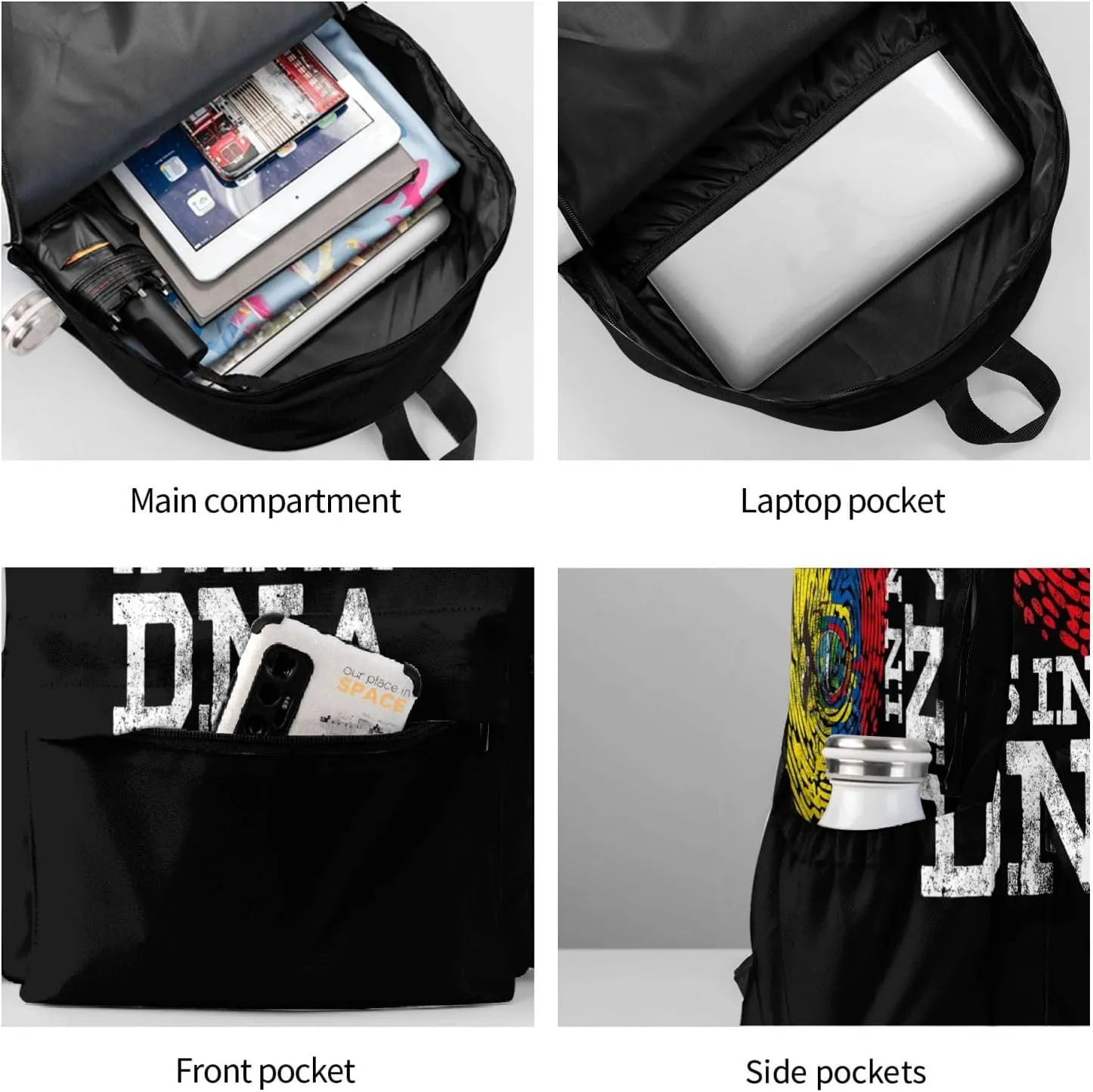 Ecuadorian Hispanic Ecuador Flag Laptop Commuter Backpack Shoulder Bag Casual Back Pack Daypack Bags With Side Pockets For Work Travel Daily Use