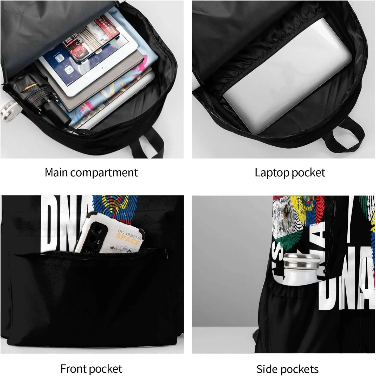 Ecuadorian Mexican Mix Flag Laptop Commuter Backpack Shoulder Bag Casual Back Pack Daypack Bags With Side Pockets For Work Travel Daily Use