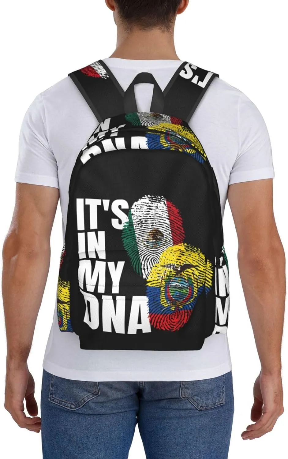 Ecuadorian Mexican Mix Flag Laptop Commuter Backpack Shoulder Bag Casual Back Pack Daypack Bags With Side Pockets For Work Travel Daily Use
