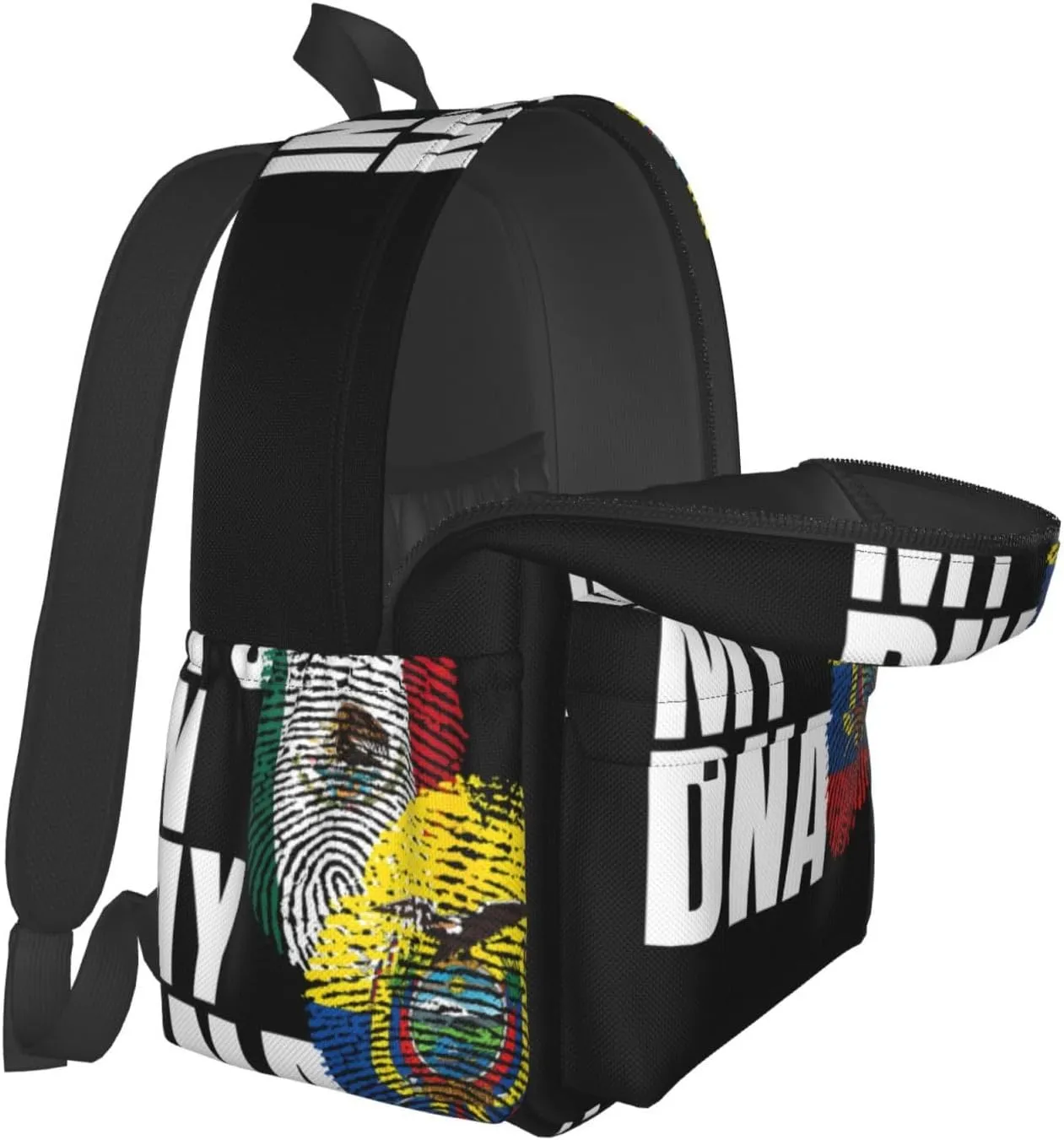 Ecuadorian Mexican Mix Flag Laptop Commuter Backpack Shoulder Bag Casual Back Pack Daypack Bags With Side Pockets For Work Travel Daily Use