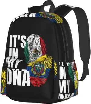 Ecuadorian Mexican Mix Flag Laptop Commuter Backpack Shoulder Bag Casual Back Pack Daypack Bags With Side Pockets For Work Travel Daily Use