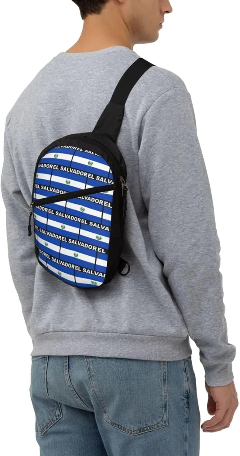 El Salvador Flag Crossbody Bag Portable Sling Bags Foldable Chest Daypack Reusable Sports Shoulder Backpack Diagonally Casual Rucksack Travel Bag