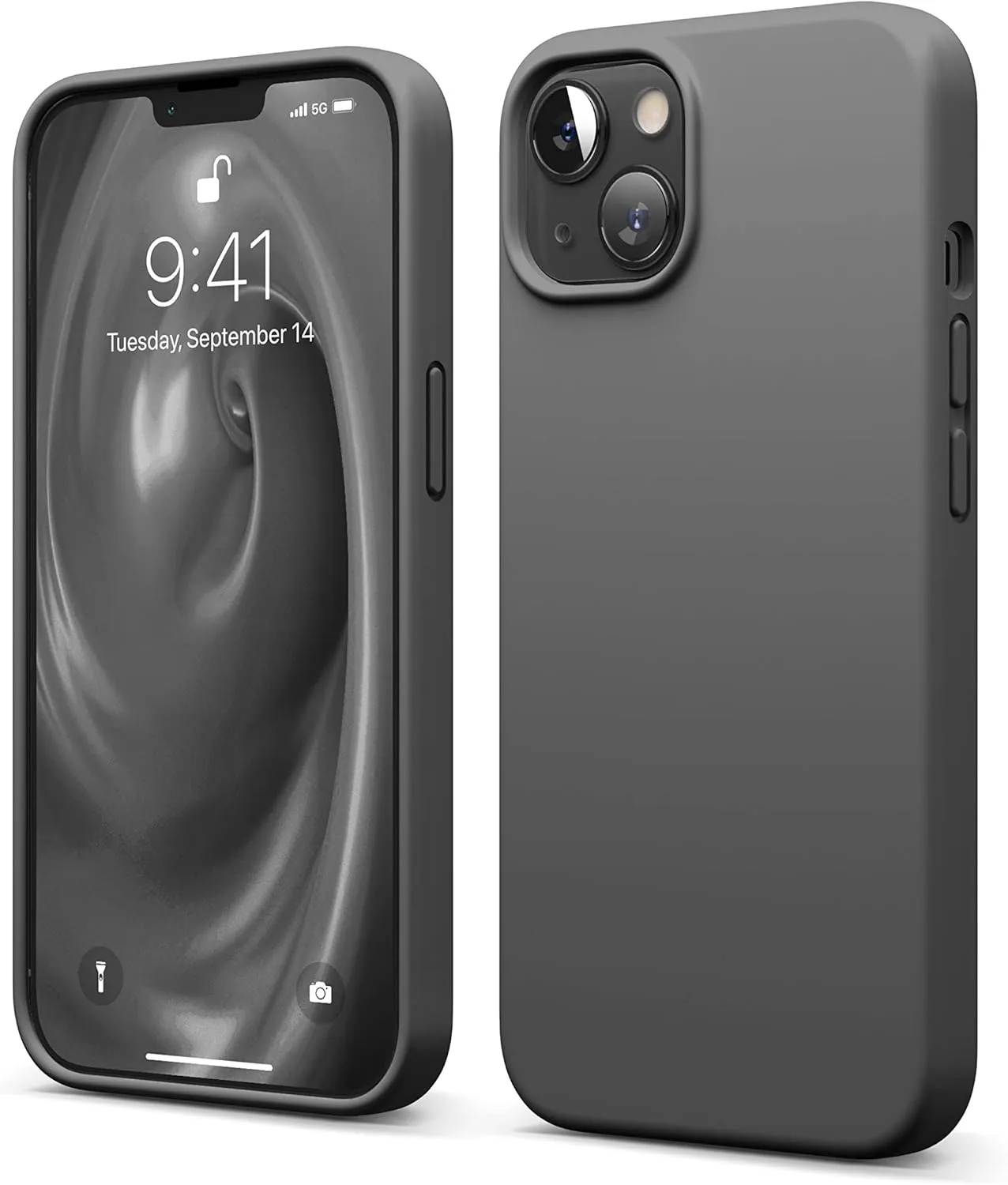 elago Liquid Silicone Case Compatible with iPhone 13 (6.1 inches), Premium Silicone Case, Full Protection Case – Shockproof Cover with 3 Structures, Soft Microfiber Prevents Scratches (Dark Grey)