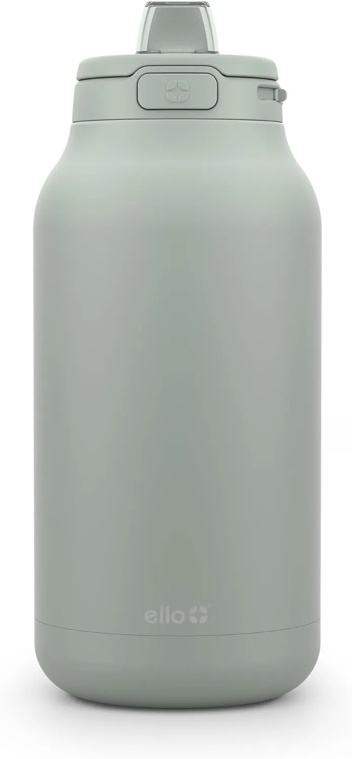 Ello Hydra 64oz Half Gallon Vacuum Insulated Stainless Steel Jug with Locking, Leak-Proof Lid and Soft Silicone Straw, Metal Reusable Water Bottle, Keeps Cold All Day