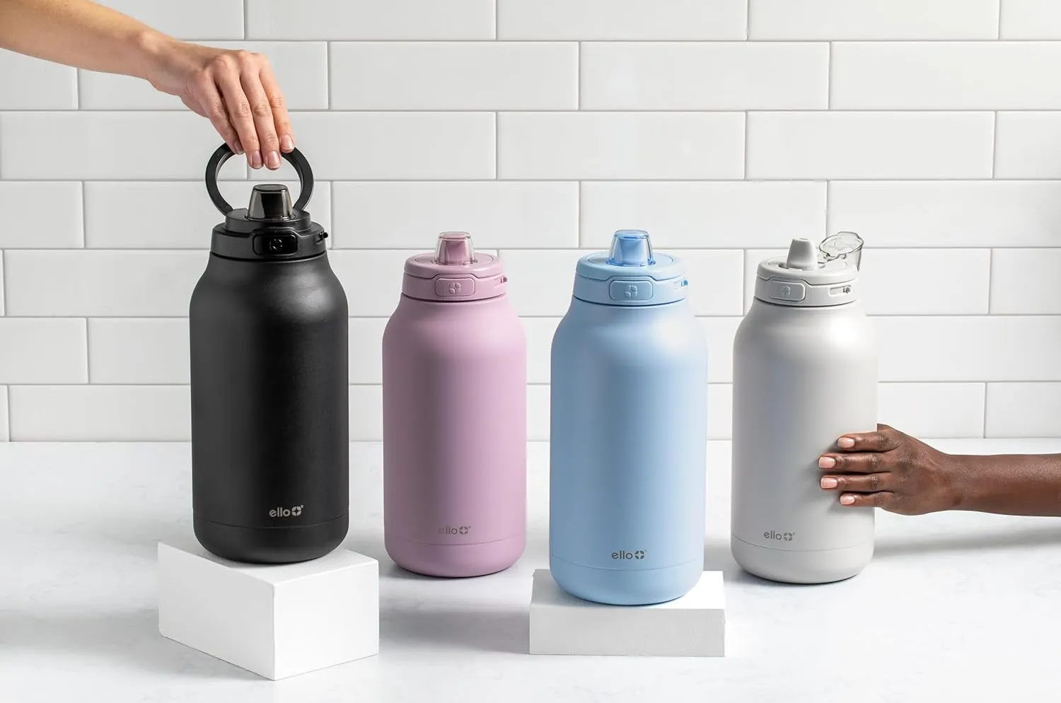 Ello Hydra 64oz Half Gallon Vacuum Insulated Stainless Steel Jug with Locking, Leak-Proof Lid and Soft Silicone Straw, Metal Reusable Water Bottle, Keeps Cold All Day