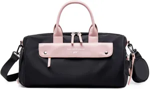 Ergocar Travel Duffel Bags Women, Large Capacity Men Travel Totes with Shoe Bag, Fashion Waterproof Sports Gym Tote Bag, Carry on Bag Weekender Overnight Bag, Black Pink