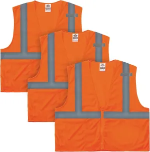 Ergodyne GloWear 8210Z ANSI Economy High Visibility Lime Reflective Safety Vest, Zipper Closure, 3-Pack