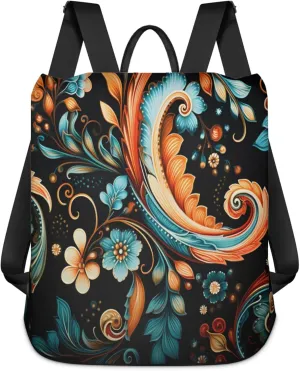 Ethnic Abstraction Women Backpack Purse,Anti-theft Rucksack Lightweight,Large Fashion Travel Bag