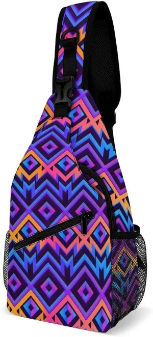 Fashion Sling Backpack for Men Women, Lightweight Sling Shoulder Bag, Outdoor Chest Crossbody Bike Gym Runner Daypack with Adjustable Strap, Compatible with Tribal Ethnic Aztec Native American Decor