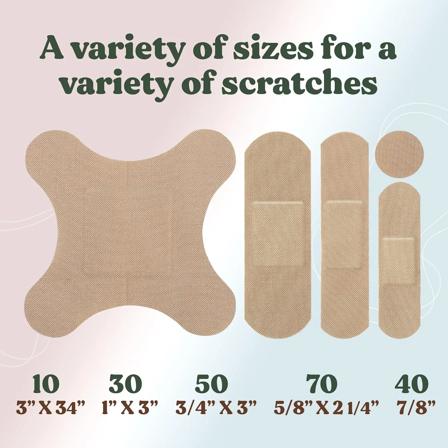 FEBU Organic Bamboo Fabric Bandages | PFAS Free | Flexible & Latex Free | Compostable | 200 Count Bulk Variety Pack