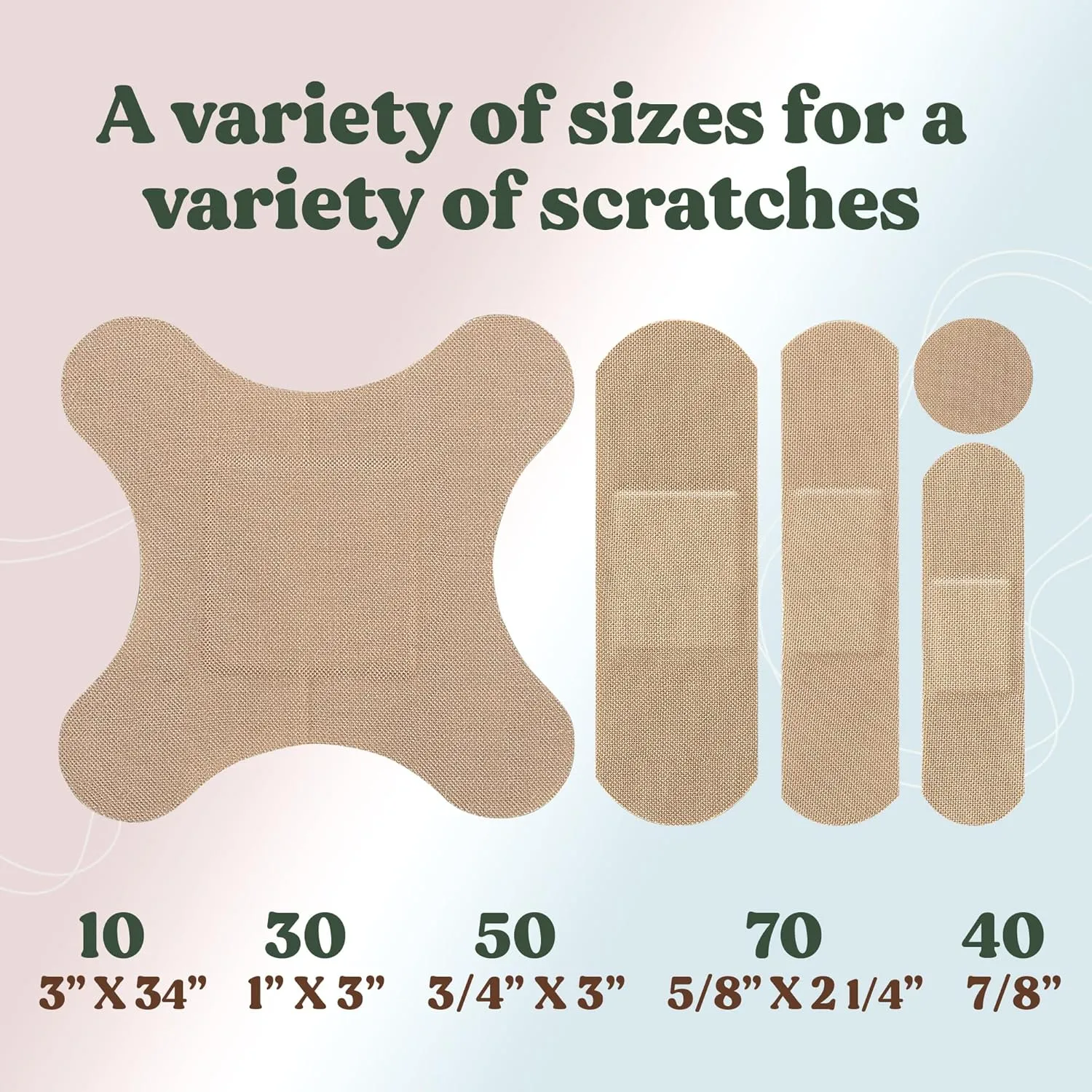 FEBU Organic Bamboo Fabric Bandages | PFAS Free | Flexible & Latex Free | Compostable | 200 Count Bulk Variety Pack