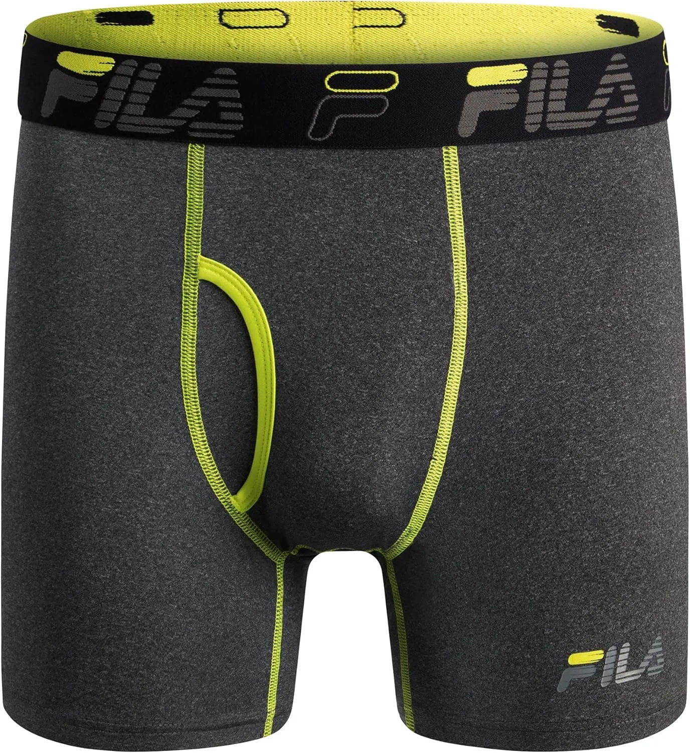 Fila Men's 6" Boxer Briefs Fly Front, 90% Polyester 10% Spandex, 4-Pack