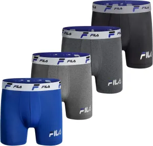Fila Men's 6" Trunk No Fly Front with Pouch, Jersey & Mesh, 4-Pack