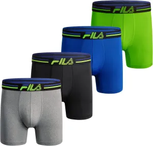 Fila Men's 6" Trunk No Fly Front with Pouch, Jersey & Mesh, 4-Pack