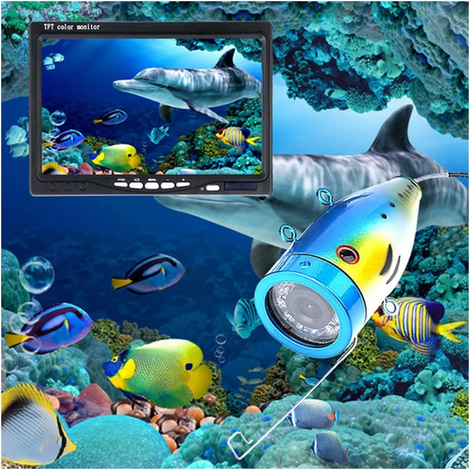 Fishing Camera, 7 Inch 1000tvl Underwater Fishing Video Camera Kit 12 PCS LED Infrared Lamp Lights Video Fish Finder Lake Underwater Fish Cam(F007M-20M-IR)