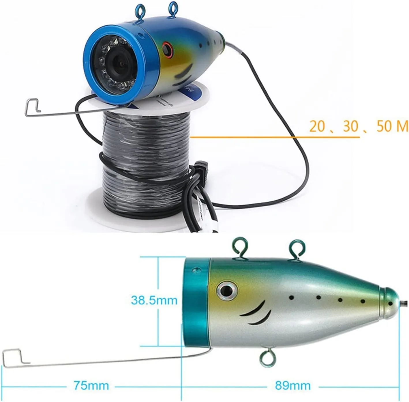 Fishing Camera, 7 Inch 1000tvl Underwater Fishing Video Camera Kit 12 PCS LED Infrared Lamp Lights Video Fish Finder Lake Underwater Fish Cam(F007M-20M-IR)