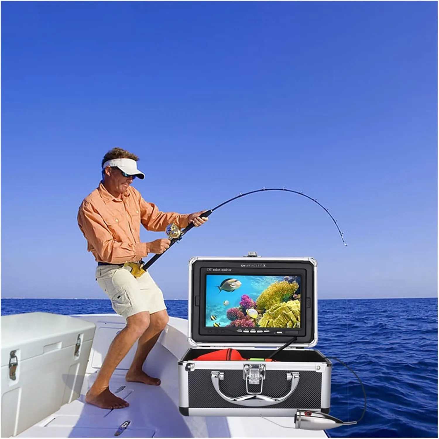 Fishing Camera, 7" Inch Underwater Fishing Video Camera Kit 12 PCS LED Infrared Lamp Lights Video Fish Finder Lake Under Water Fish Camera(F007M-30M-IR)