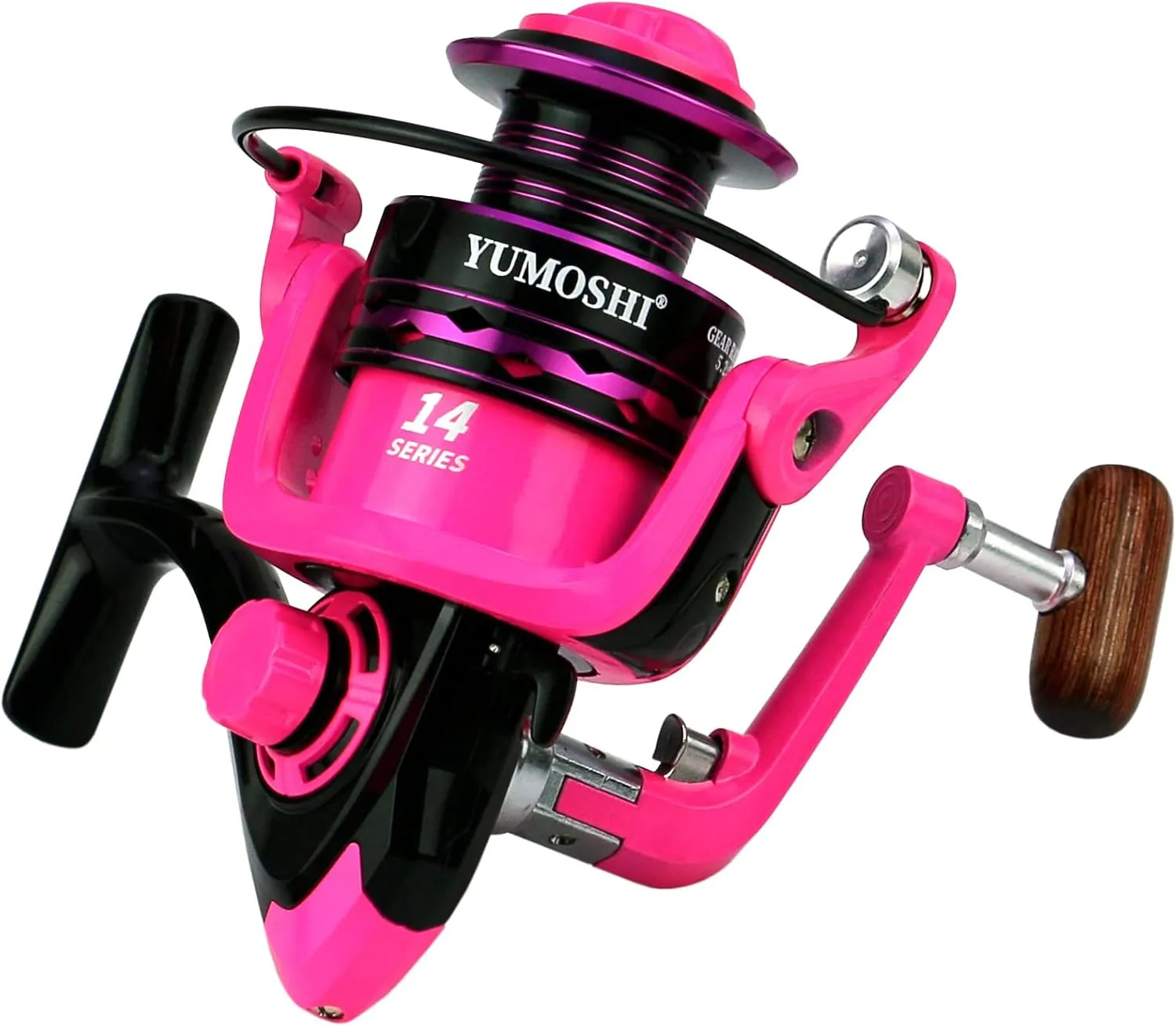 Fishing Spinning Reel Gear Ratio 5.2:1 Lightweight Left/Right Hand Interchangeable Ultra Smooth Powerful 2000, 3000, 4000, 5000, 6000, 7000 Series Pink