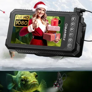 [FishPRO® 2025 Upgrade] 4.5'' True HD 1080P Underwater Fishing Camera (Plug & Play) - Ice Fishing Camera Underwater w/ 5,000mAh, USB-C, IR LED, Fish Finder Camera for Ice/Lake/Boat Fishing, 20m/66ft