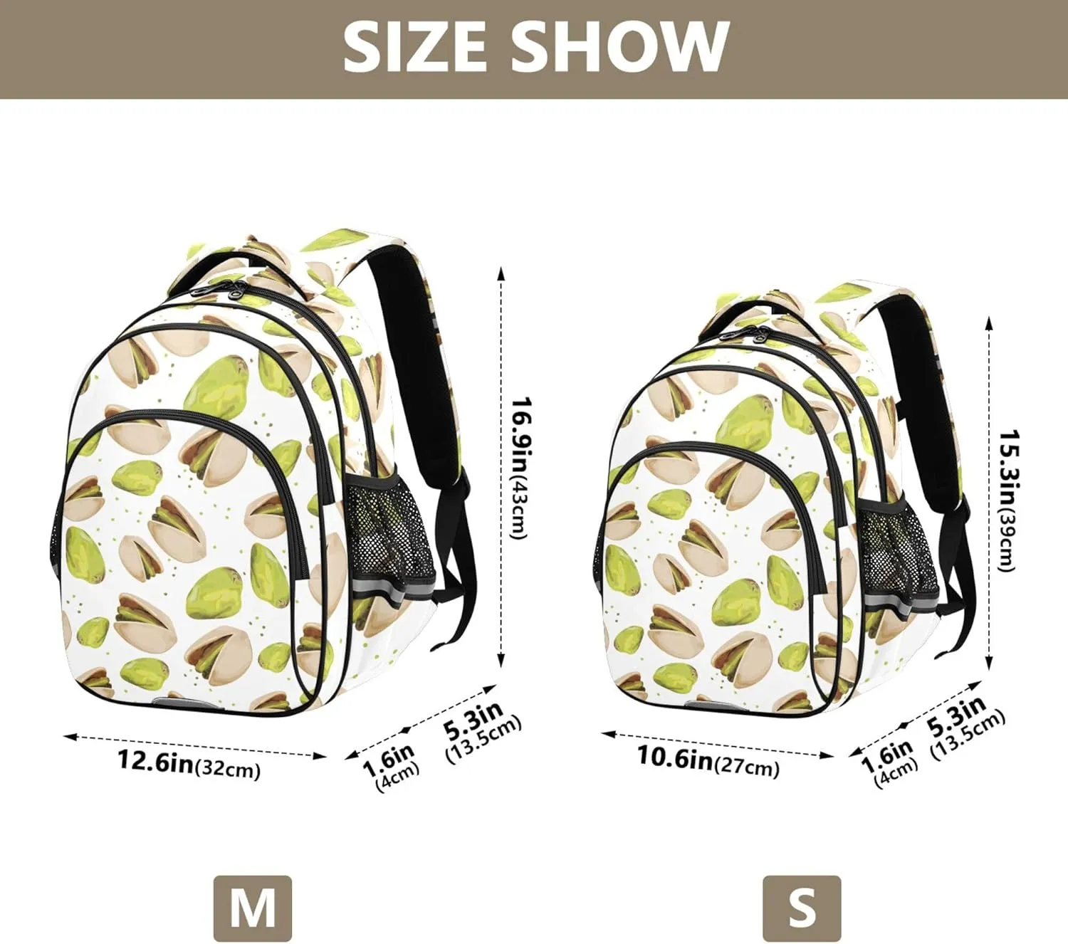 Fisyme Green Pistachio Backpack Laptop Back Pack Daycare Bag Bookbag Travel School Backpacks Small