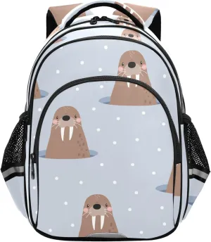 Fisyme Winter Sea Seal Walrus Backpack Laptop Back Pack Daycare Bag Bookbag Travel School Backpacks Small