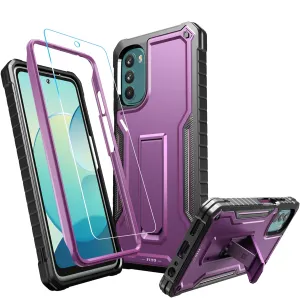 FITO for Moto G 5G 2022 Case, Dual Layer Shockproof Heavy Duty Case for Moto G 5G Phone 2022 with Screen Protector, Built-in Kickstand (Purple)