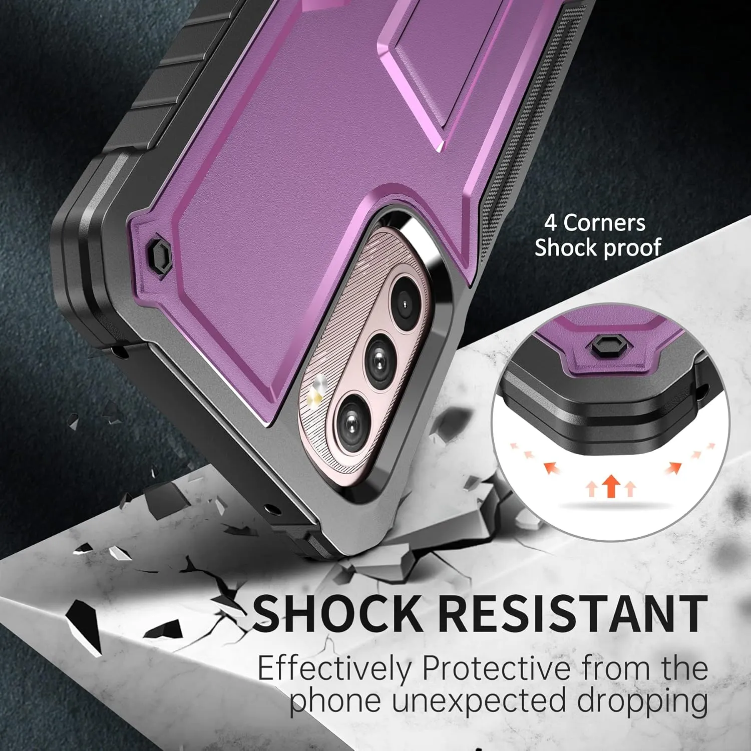 FITO for Moto G Stylus 5G 2022 Case(Only for 5G Version), Dual Layer Shockproof Heavy Duty Case with Screen Protector, Built-in Kickstand (Purple)