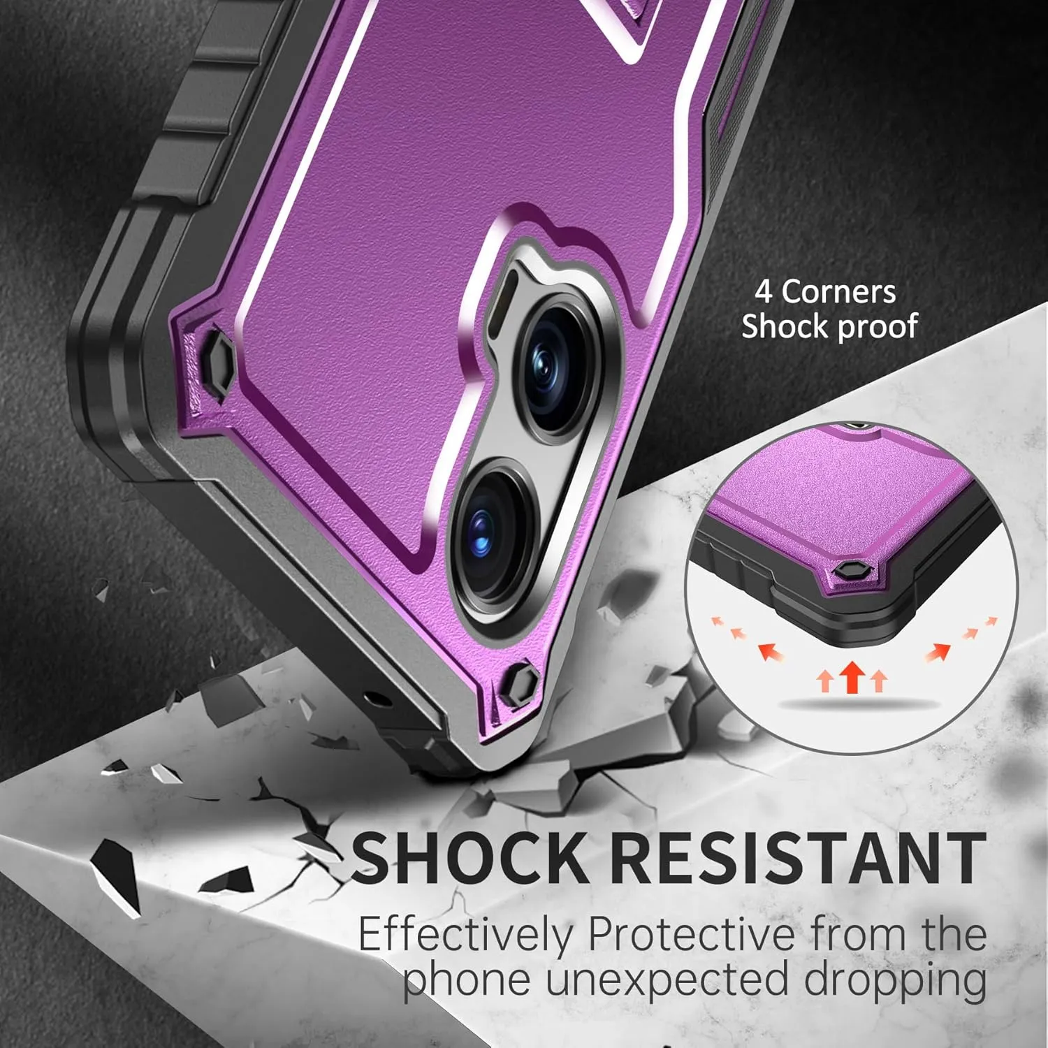 FITO for Moto G Stylus 5G 2024 Case, Dual Layer Shockproof Heavy Duty Case with Screen Protector, Built-in Kickstand (Purple)
