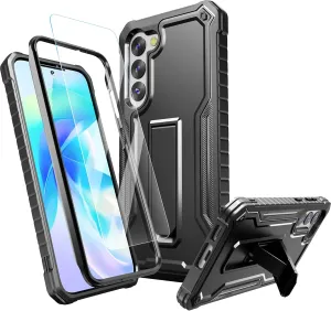 FITO for Samsung Galaxy S23 Plus Case, Dual Layer Shockproof Heavy Duty Case for Samsung S23 Plus with Screen Protector, Built in Kickstand (Black)