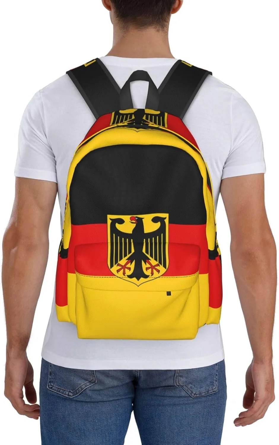 Flag German Coat Of Arms Laptop Commuter Backpack Shoulder Bag Casual Back Pack Daypack Bags With Side Pockets For Work Travel Daily Use