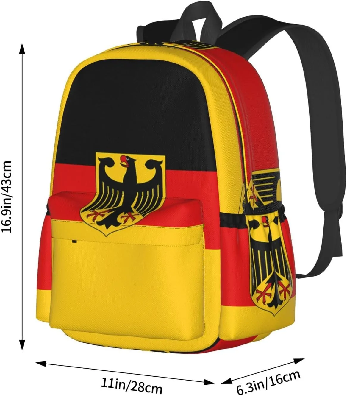 Flag German Coat Of Arms Laptop Commuter Backpack Shoulder Bag Casual Back Pack Daypack Bags With Side Pockets For Work Travel Daily Use