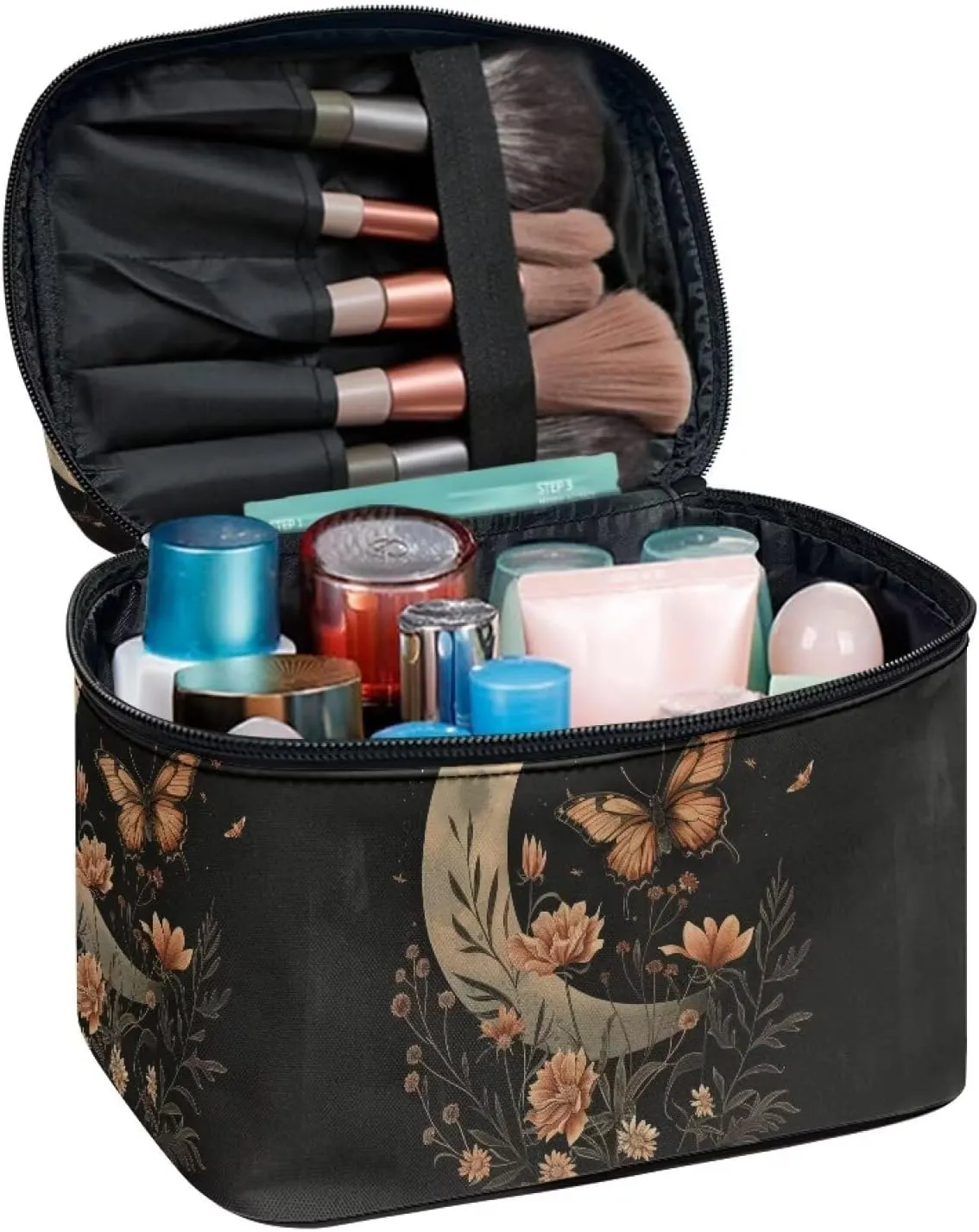 Flashideas Butterfly Moon Makeup Bag Makeup Organizer Bag for Travel for Cosmetics Vertical Storage Multifunctional Makeup Toiletry Bag for Skincare Makeup Organizer Bag