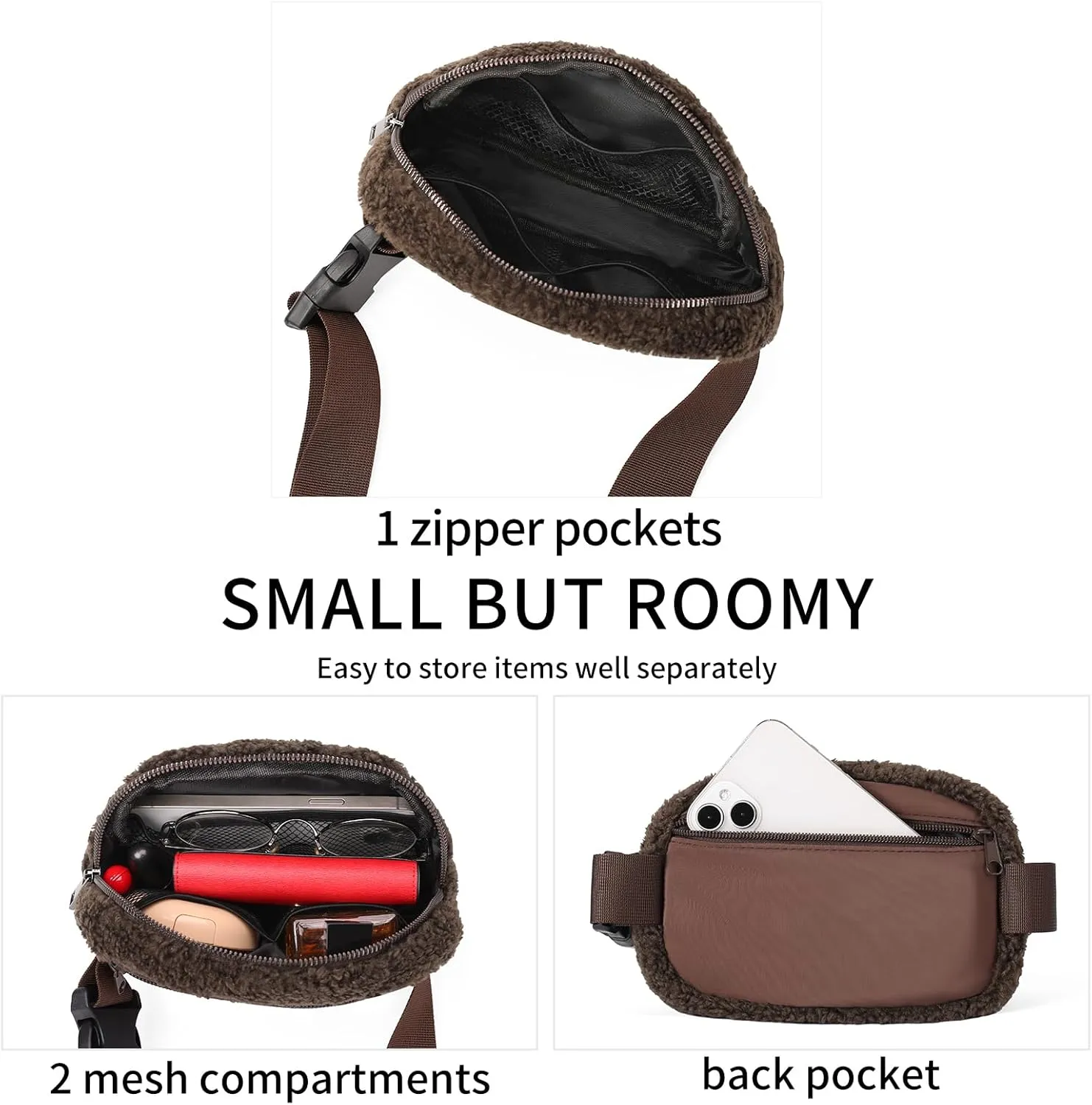 Fleece Fanny Pack for Women Men Everywhere Belt Bag with Adjustable Strap Fashion Waist Packs by Amxnx