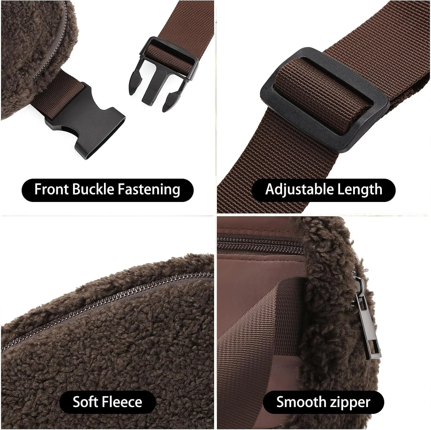 Fleece Fanny Pack for Women Men Everywhere Belt Bag with Adjustable Strap Fashion Waist Packs by Amxnx