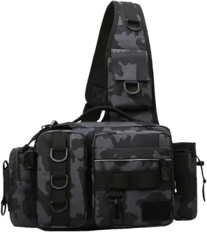 Fly Fishing Waist Bag, Outdoor Sport Tactical Crossbody Molle Fishing Waist Fanny Pack (B)
