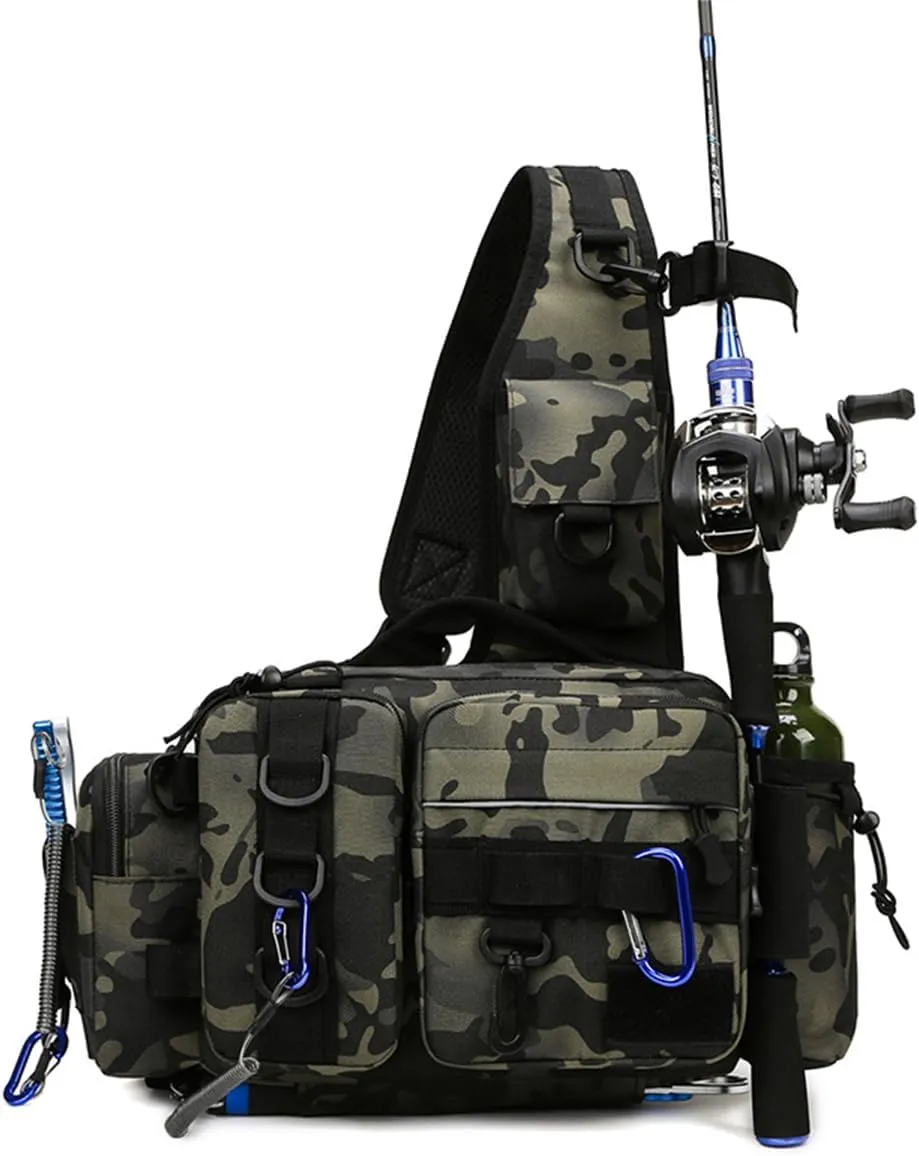 Fly Fishing Waist Bag, Outdoor Sport Tactical Crossbody Molle Fishing Waist Fanny Pack (B)