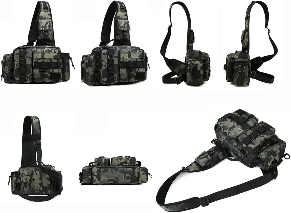 Fly Fishing Waist Bag, Outdoor Sport Tactical Crossbody Molle Fishing Waist Fanny Pack (B)