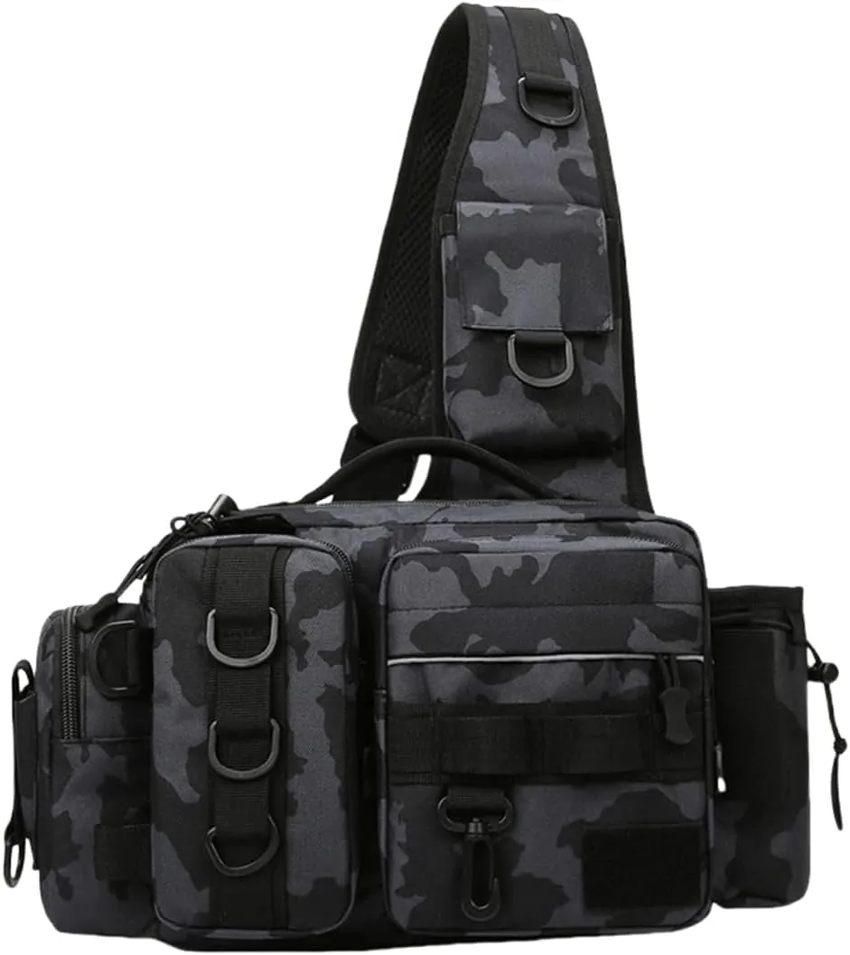 Fly Fishing Waist Bag, Outdoor Sport Tactical Crossbody Molle Fishing Waist Fanny Pack (B)