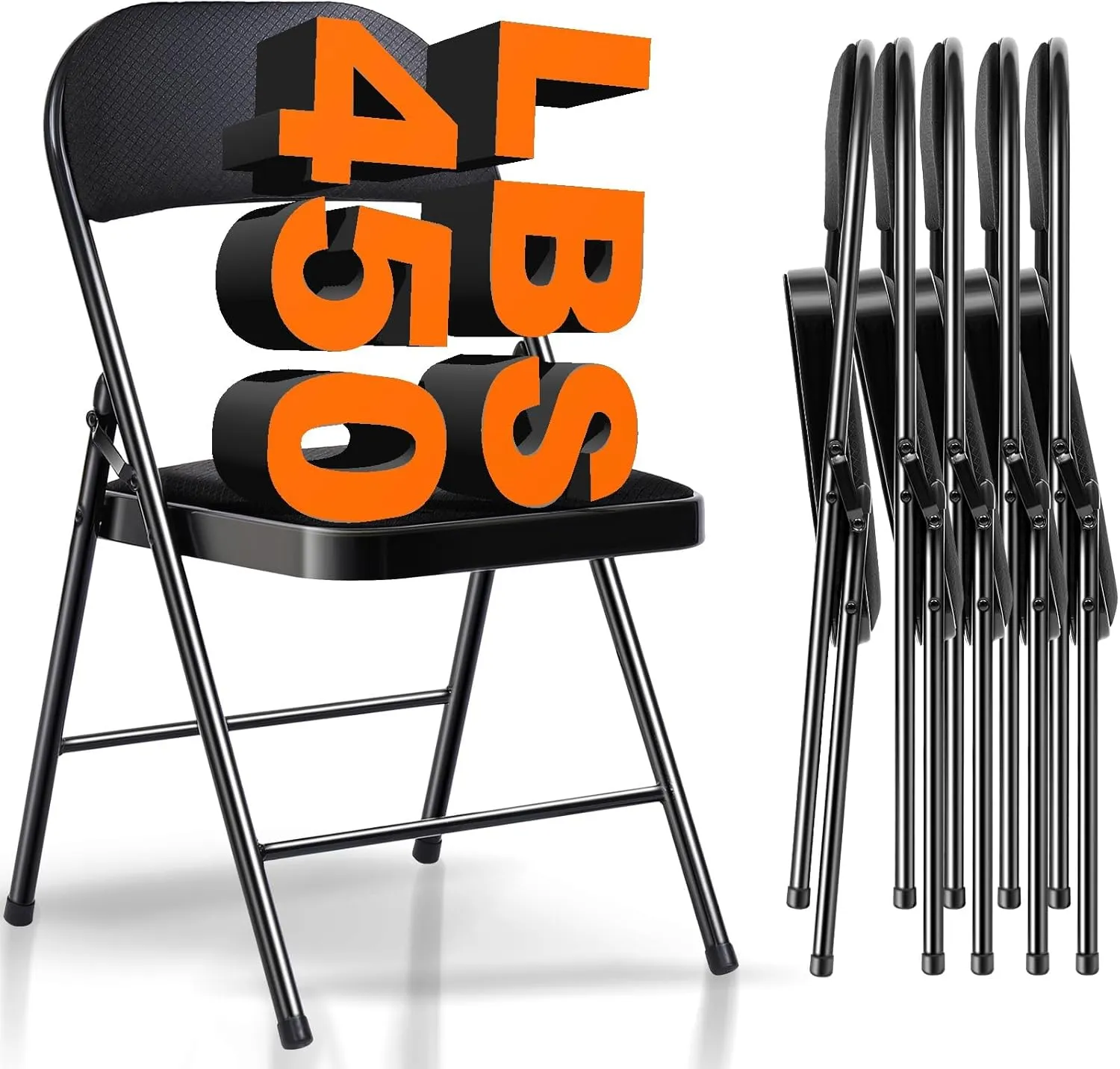 Folding Chairs with Cushion - Foldable Chairs 6 Pack Heavy Duty Steel Frame, 450lb Capacity Padded Seats for Indoor/Outdoor Parties, Compact Apartments Events (Black, 31" Height, 18" Seat)