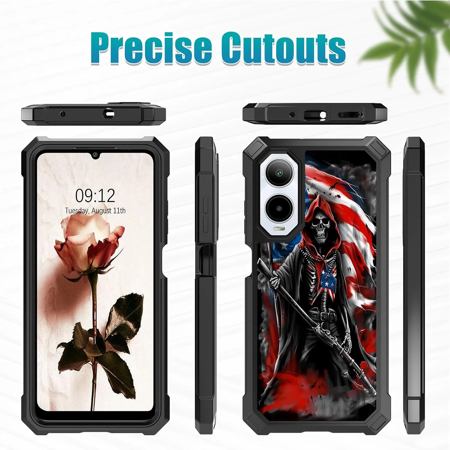for Cricket Icon 6 Case,ATT Verge SL219A Phone Case with Glass Screen Protector,360 Full-Body Hard PC & Soft TPU Bumper Shockproof Protective Case for Cricket Icon 6-Skull Sword Master