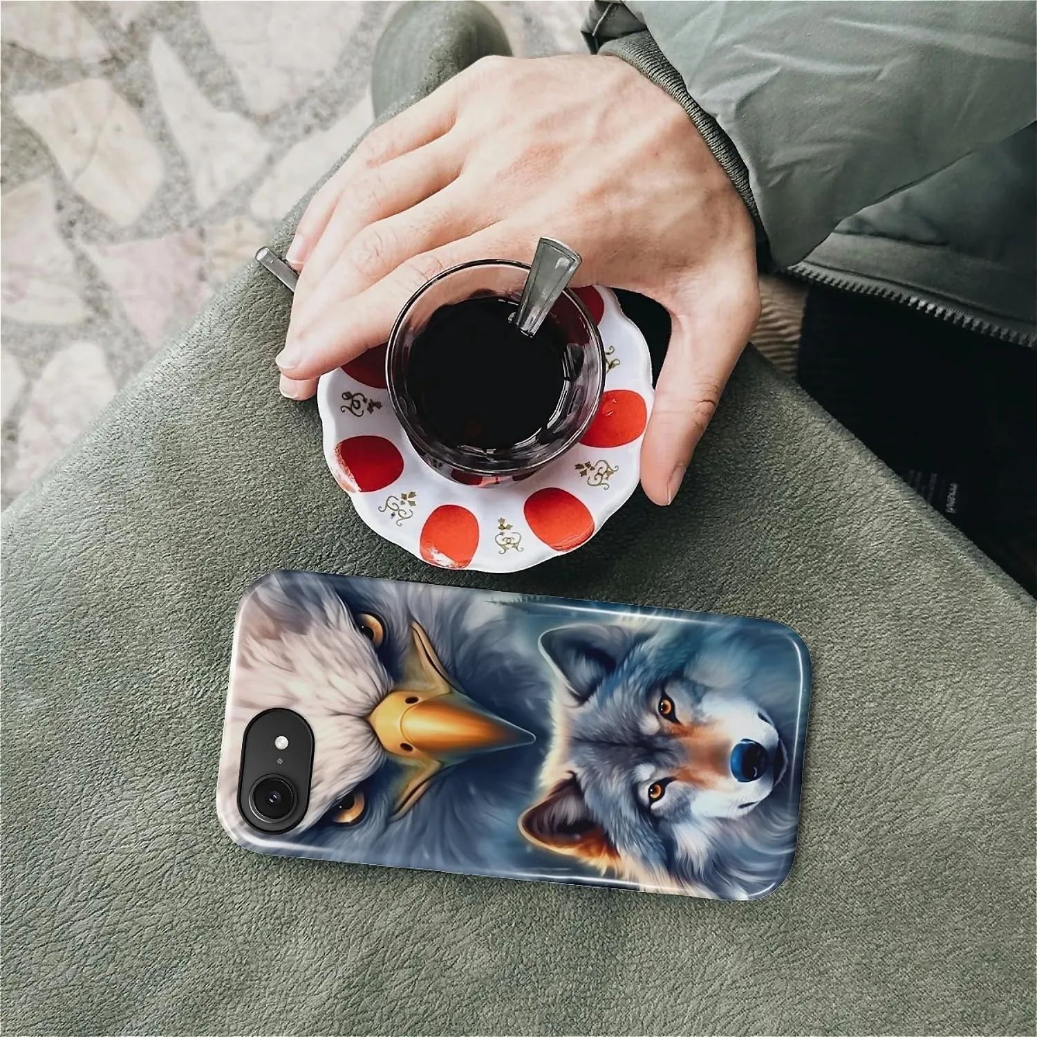 for iPhone 16e Case, Hybrid 2-Layer Silicone Protective Glossy Case for MagSafe for iPhone 16e Bald Eagle Wolf Gray Pattern