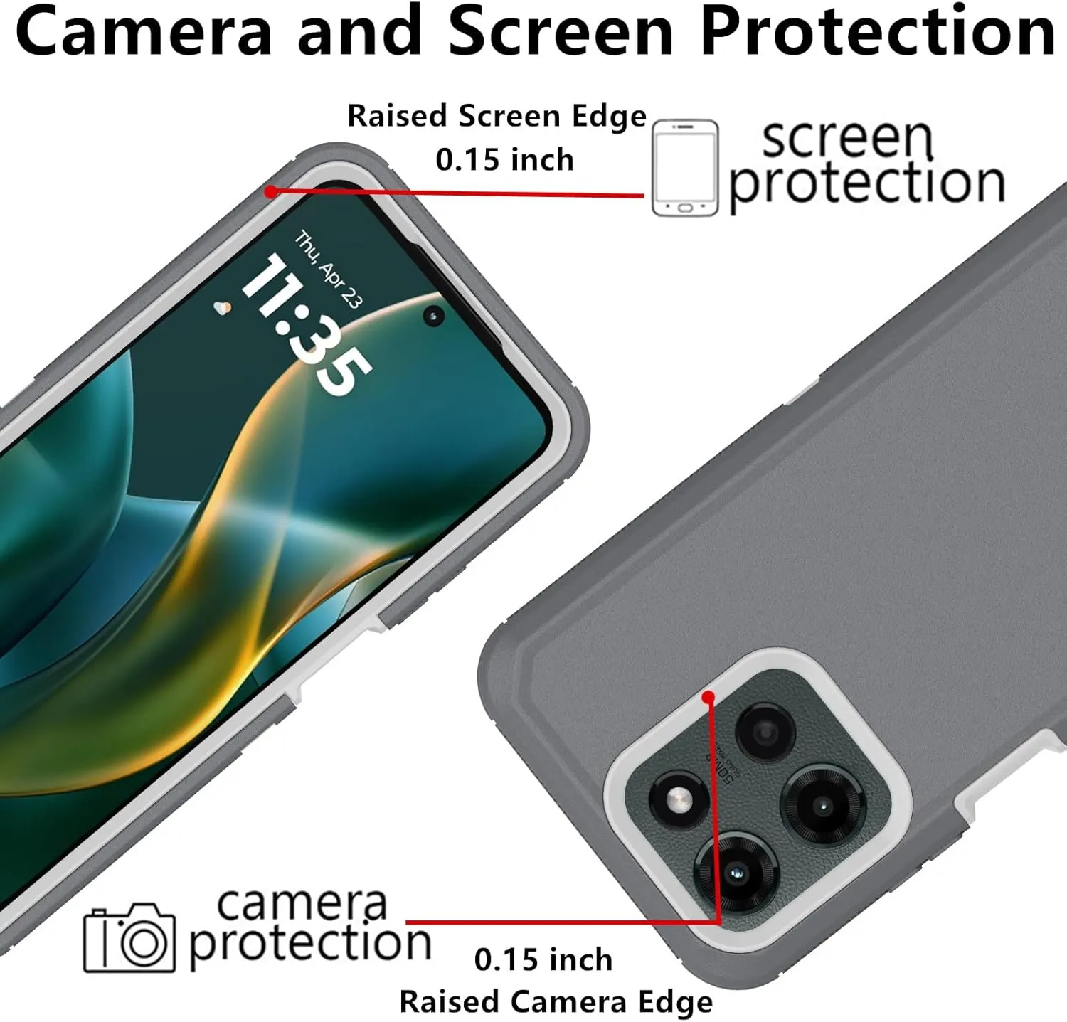 for Motorola Moto G 5G 2025 Case, Defender Case Heavy Duty Shockproof Dustproof 3 in 1 Rugged Protective Phone Cover for Moto G 2025 (White/Grey)