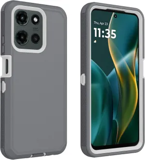 for Motorola Moto G 5G 2025 Case, Defender Case Heavy Duty Shockproof Dustproof 3 in 1 Rugged Protective Phone Cover for Moto G 2025 (White/Grey)