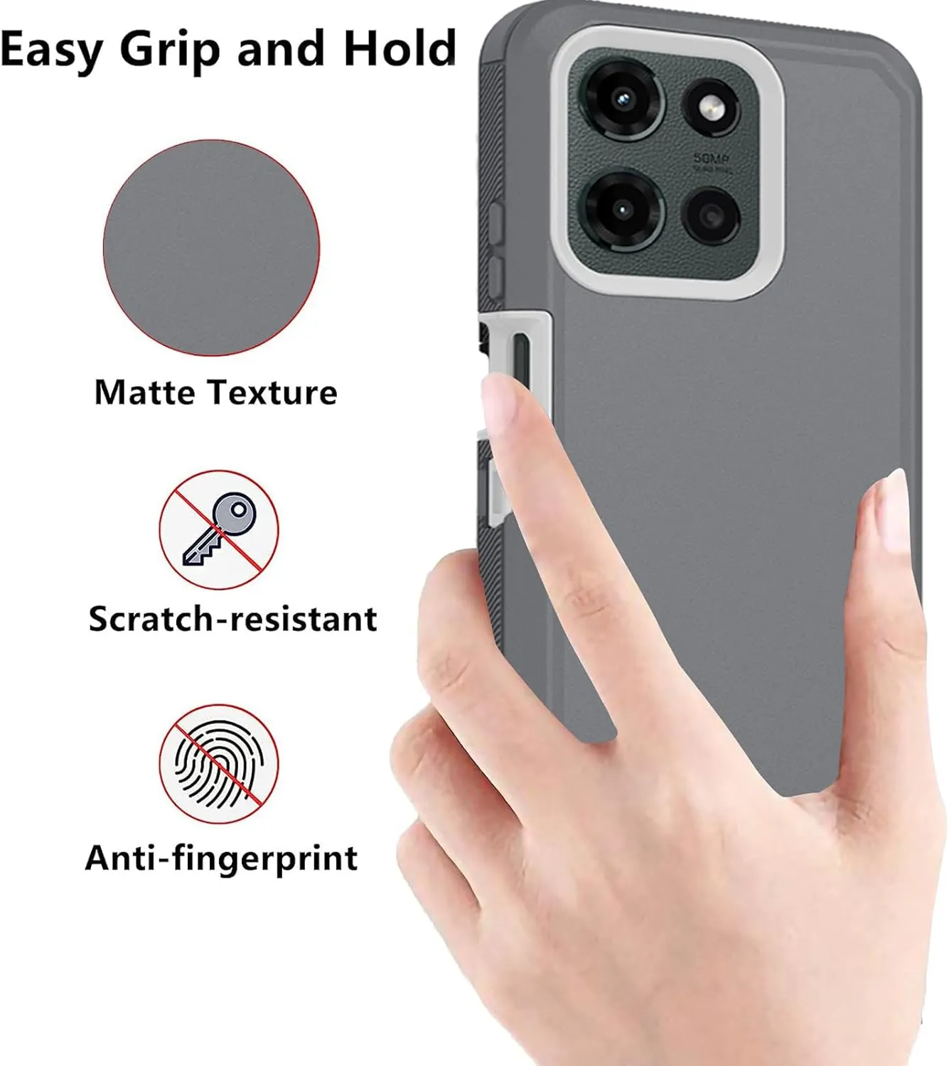 for Motorola Moto G 5G 2025 Case, Defender Case Heavy Duty Shockproof Dustproof 3 in 1 Rugged Protective Phone Cover for Moto G 2025 (White/Grey)