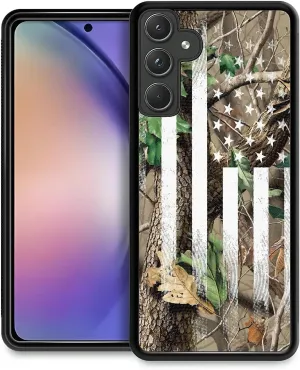 for Samsung Galaxy A55 5G Case, Camo Forest American Flag Pattern Graphic Design Girl Boy Soft Silicone Hard Acrylic Shock Protection for Samsung Galaxy A55 5G