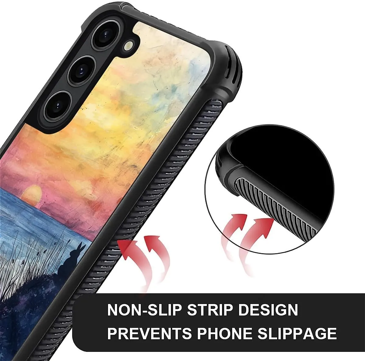 for Samsung Galaxy S23 Plus Case, Shockproof Protective for Man Women Non-Slip for Samsung Galaxy S23 Plus Little Rabbit Watching Sunrise Over The Sea Crazy Pattern